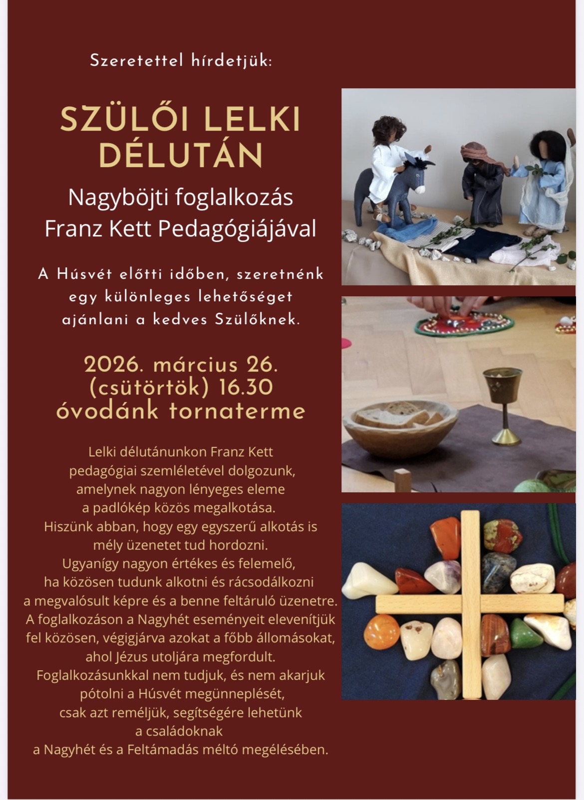 Szülői lelki délutánra várjuk a kedves Szülőket 2026. március 26-án